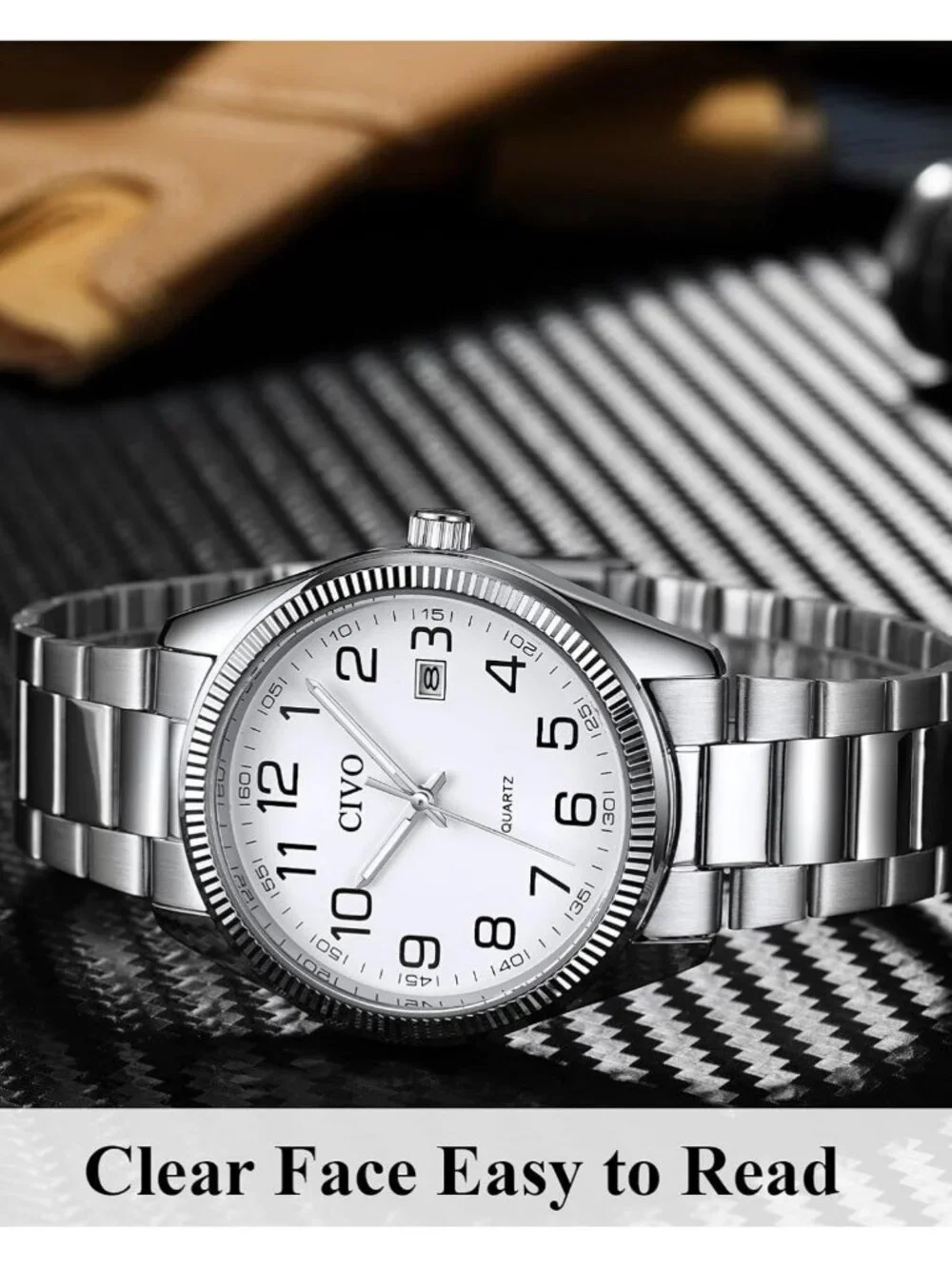 Stylish Silver Analog Dress Watch for Men - Stainless Steel, Date Feature